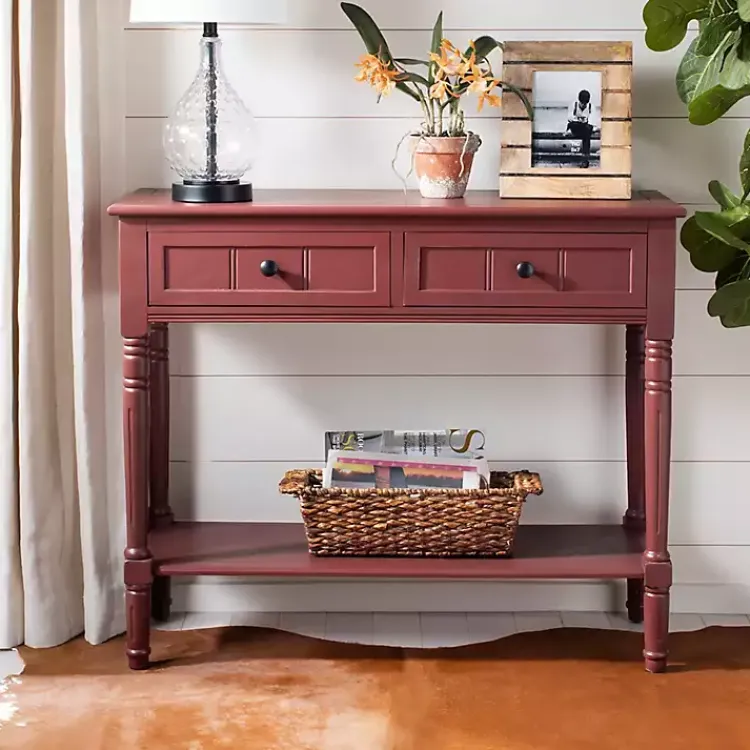 Kirklands Home Warm 2- Drawer Samantha Console Table Red