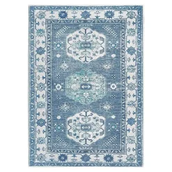 Kirklands Home Washable Shary Area Rug, 5x7 Blue Outlet