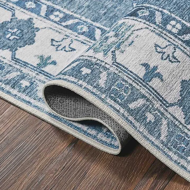 Kirklands Home Washable Shary Area Rug, 5x7 Blue Outlet