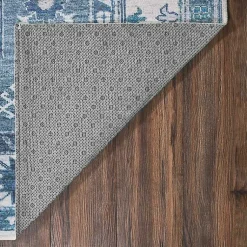 Kirklands Home Washable Shary Area Rug, 5x7 Blue Outlet