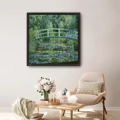 Kirklands Home Water Lilies and Japanese Bridge Framed Art Print Green Outlet