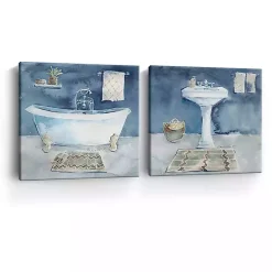 Kirklands Home Watercolor Bathroom Canvas Art Prints, Set of 2 Hot