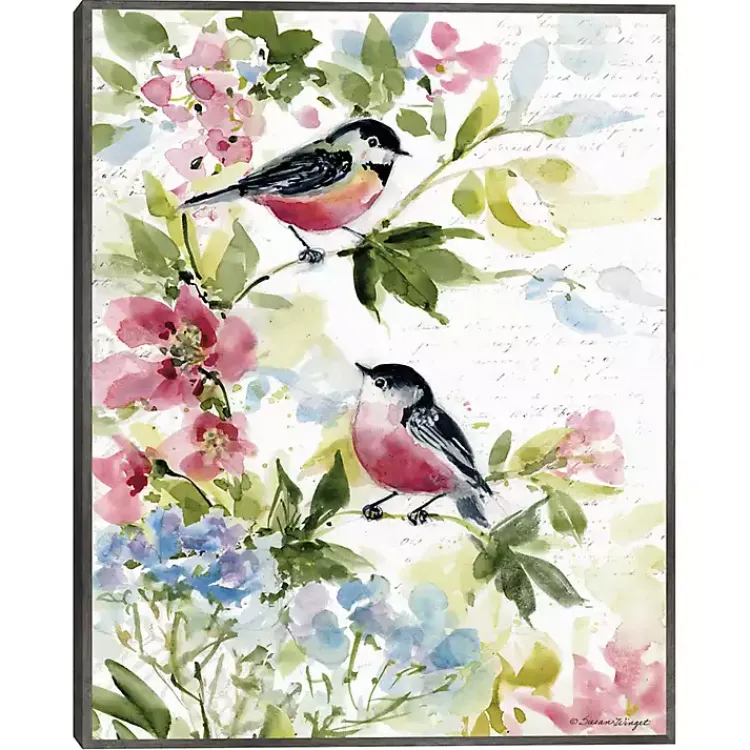 Kirklands Home Watercolor Birds I Framed Canvas Art Print New