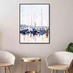 Kirklands Home Watercolor Boat Club Framed Canvas Art Print Outlet