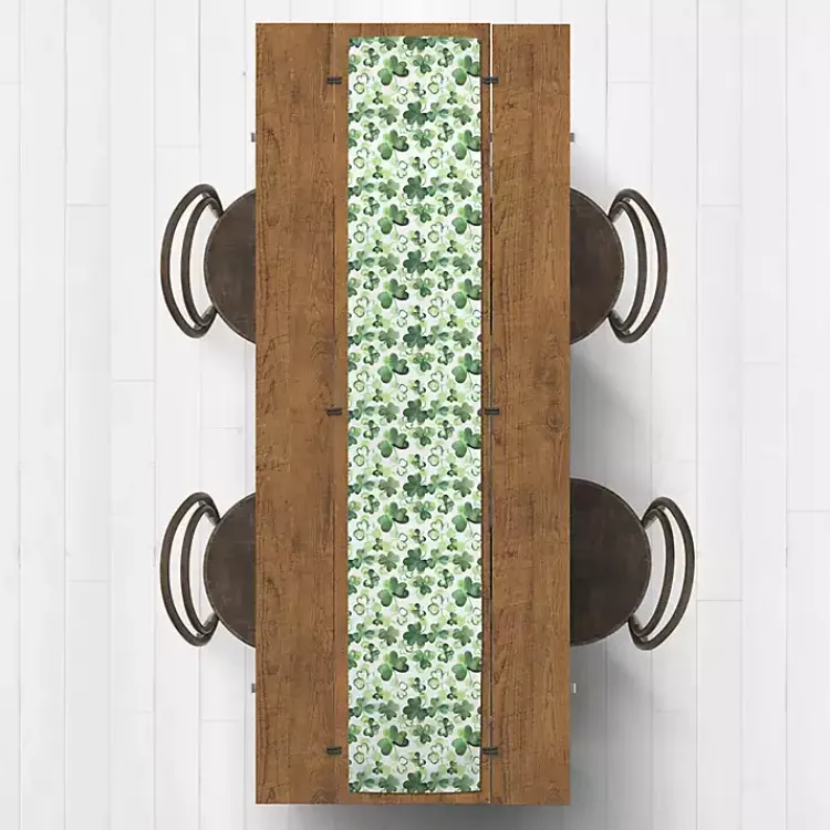 St Patricks Day Decorations>Kirklands Home Watercolor Clovers Table Runner, 90 in.