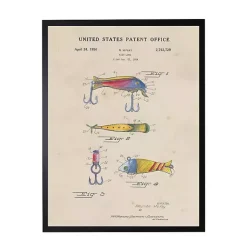 Kirklands Home Watercolor Fish and Lure Patent Framed Art Print Multi Outlet
