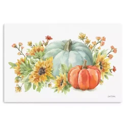 Fall>Kirklands Home Watercolor Floral Pumpkins Canvas Print, 24x16 in. Multi