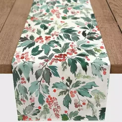 Christmas Dining & Entertaining>Kirklands Home Watercolor Holly Table Runner, 90 in.