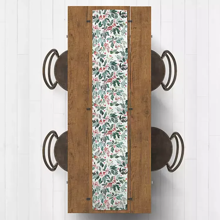Christmas Dining & Entertaining>Kirklands Home Watercolor Holly Table Runner, 90 in.