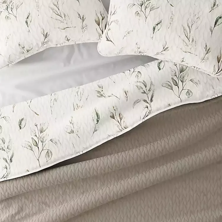 Kirklands Home Watercolor Leaves Reversible 3-pc. King Quilt Set New