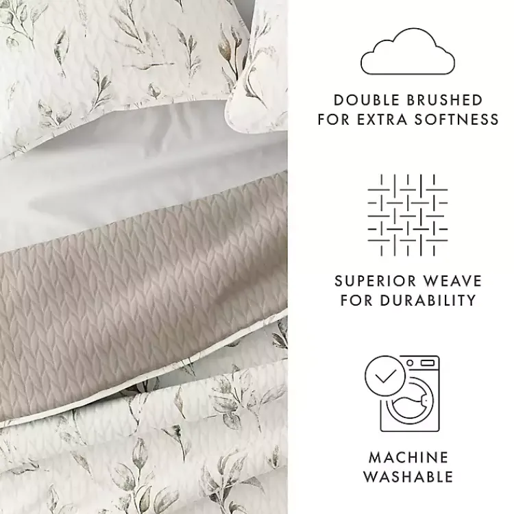 Kirklands Home Watercolor Leaves Reversible 3-pc. King Quilt Set New