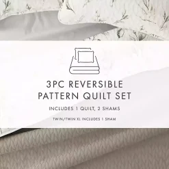Kirklands Home Watercolor Leaves Reversible 3-pc. King Quilt Set New