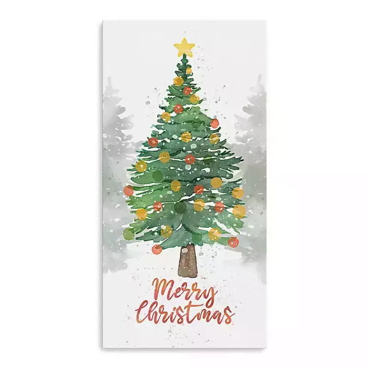 Christmas Art & Wall Decor>Kirklands Home Watercolor Merry Christmas Canvas Print, 10x20 in.