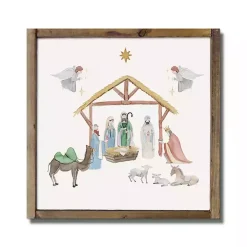 Christmas Art & Wall Decor>Kirklands Home Watercolor Nativity Scene Framed Art Print
