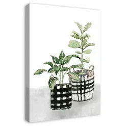 Kirklands Home Watercolor Plaid Vase Canvas Art Print, 20x30 in. Outlet