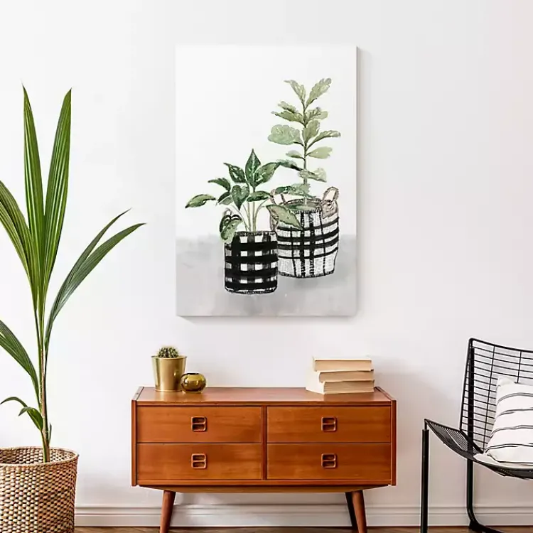 Kirklands Home Watercolor Plaid Vase Canvas Art Print, 20x30 in. Outlet