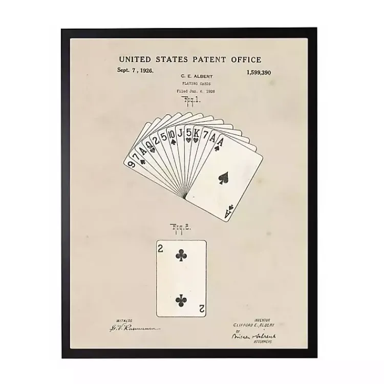 Kirklands Home Watercolor Playing Cards Framed Art Print Tan Clearance
