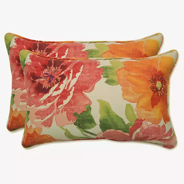 Kirklands Home Watercolor Primrose Lumbar Pillows, Set of 2 Discount