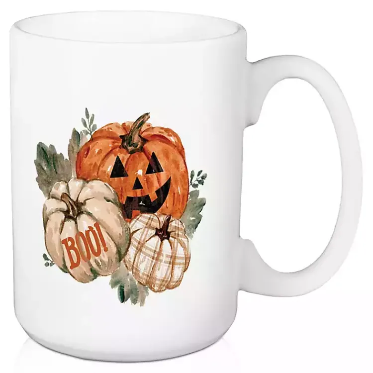 Halloween>Kirklands Home Watercolor Pumpkins 2-pc. Halloween Mug Set White