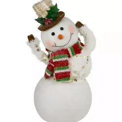 Christmas Decorations>Kirklands Home Waving Snowman Christmas Decoration White