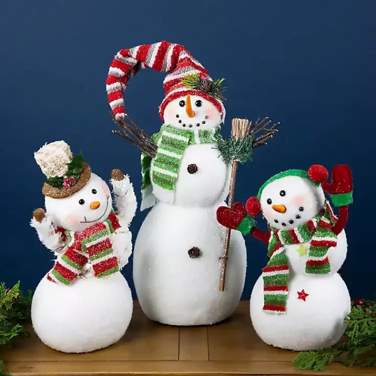 Christmas Decorations>Kirklands Home Waving Snowman Christmas Decoration White