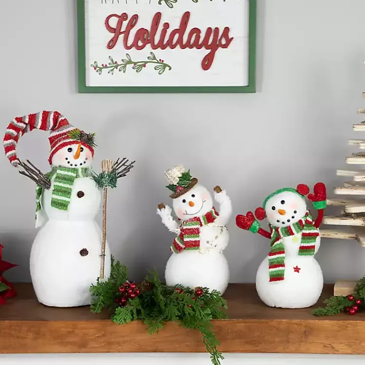 Christmas Decorations>Kirklands Home Waving Snowman Christmas Decoration White