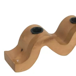 Candle Holders>Kirklands Home Wavy Wood Taper Candle Runner Brown