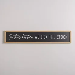 Kirklands Home We Lick the Spoon Wall Plaque Black New