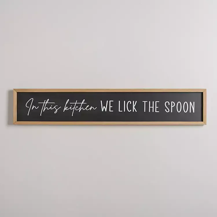 Kirklands Home We Lick the Spoon Wall Plaque Black New