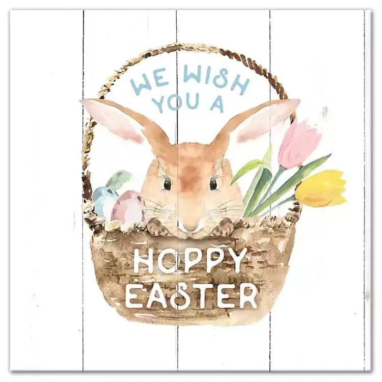 Easter Decorations>Kirklands Home We Wish You A Hoppy Easter Wall Canvas Art Print White