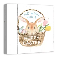 Easter Decorations>Kirklands Home We Wish You A Hoppy Easter Wall Canvas Art Print White