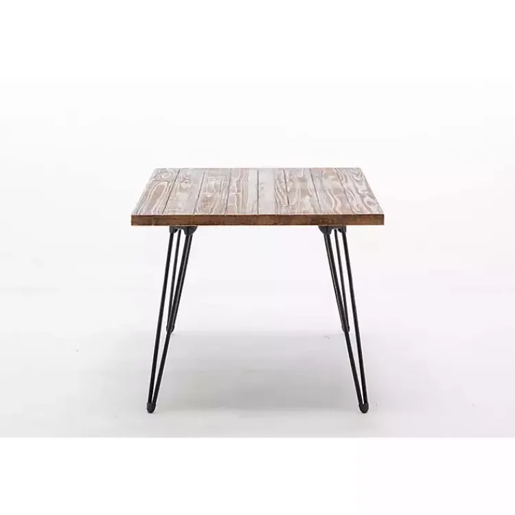 Kirklands Home Weather Fir Wood and Hairpin Legs Accent Table Clearance