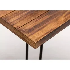 Kirklands Home Weather Fir Wood and Hairpin Legs Accent Table Clearance