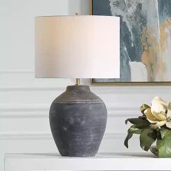 Kirklands Home Weathered Black Ceramic Rhys Table Lamp White Best