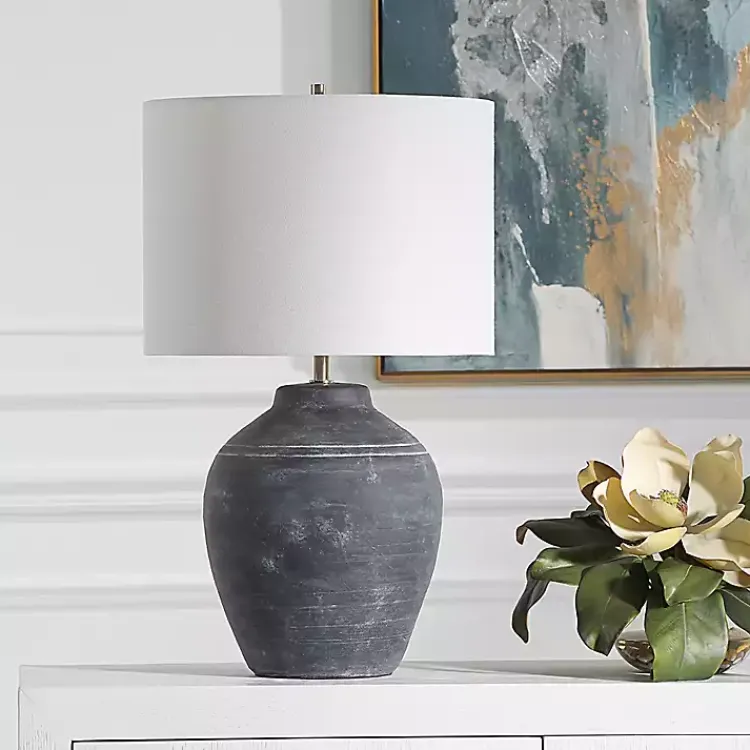 Kirklands Home Weathered Black Ceramic Rhys Table Lamp White Best