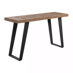 Kirklands Home Weathered Oak and Metal Console Table Tan