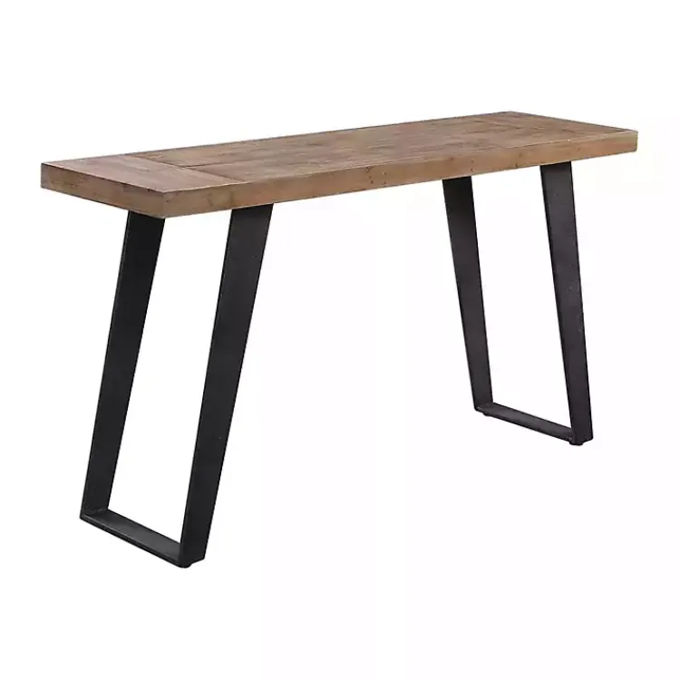 Kirklands Home Weathered Oak and Metal Console Table Tan