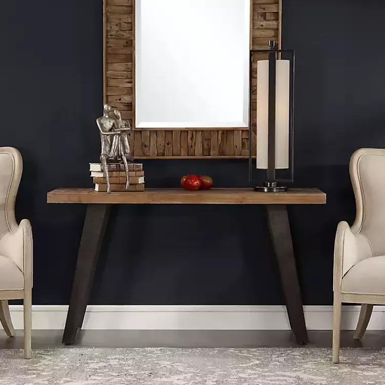 Kirklands Home Weathered Oak and Metal Console Table Tan