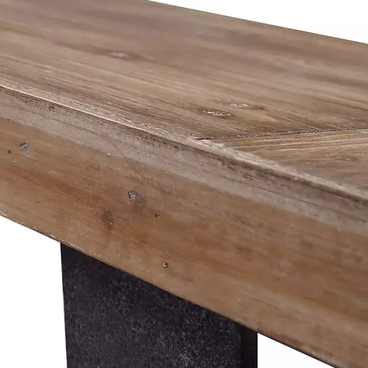 Kirklands Home Weathered Oak and Metal Console Table Tan