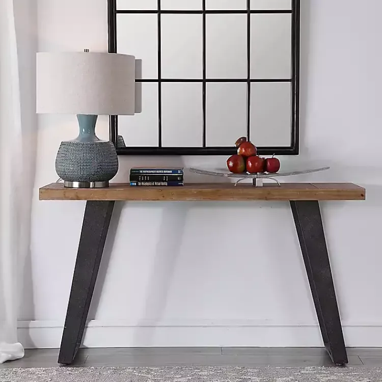 Kirklands Home Weathered Oak and Metal Console Table Tan