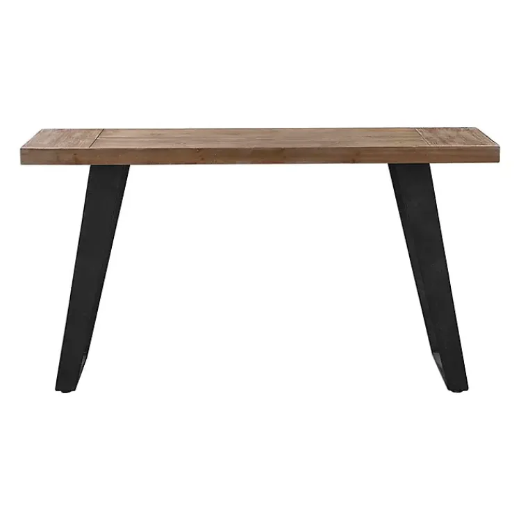 Kirklands Home Weathered Oak and Metal Console Table Tan