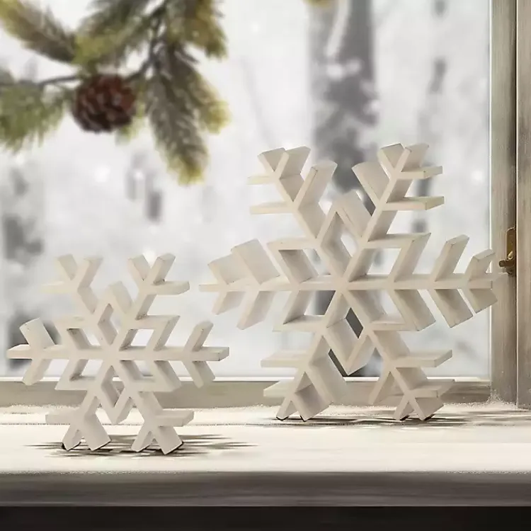 Christmas Decorations>Kirklands Home Weathered Wooden Snowflakes, Set of 2 White