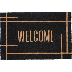 Kirklands Home Welcome Linear Doormat Black Clearance