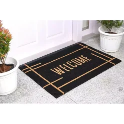 Kirklands Home Welcome Linear Doormat Black Clearance