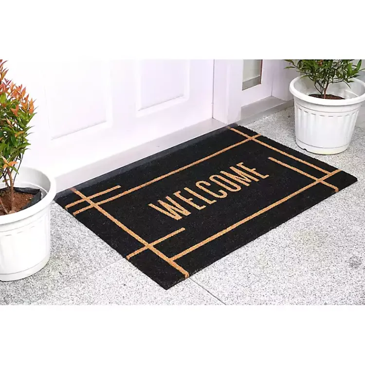 Kirklands Home Welcome Linear Doormat Black Clearance