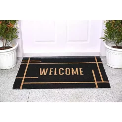 Kirklands Home Welcome Linear Doormat Black Clearance
