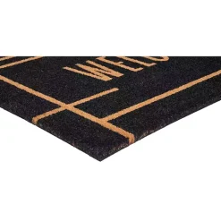 Kirklands Home Welcome Linear Doormat Black Clearance
