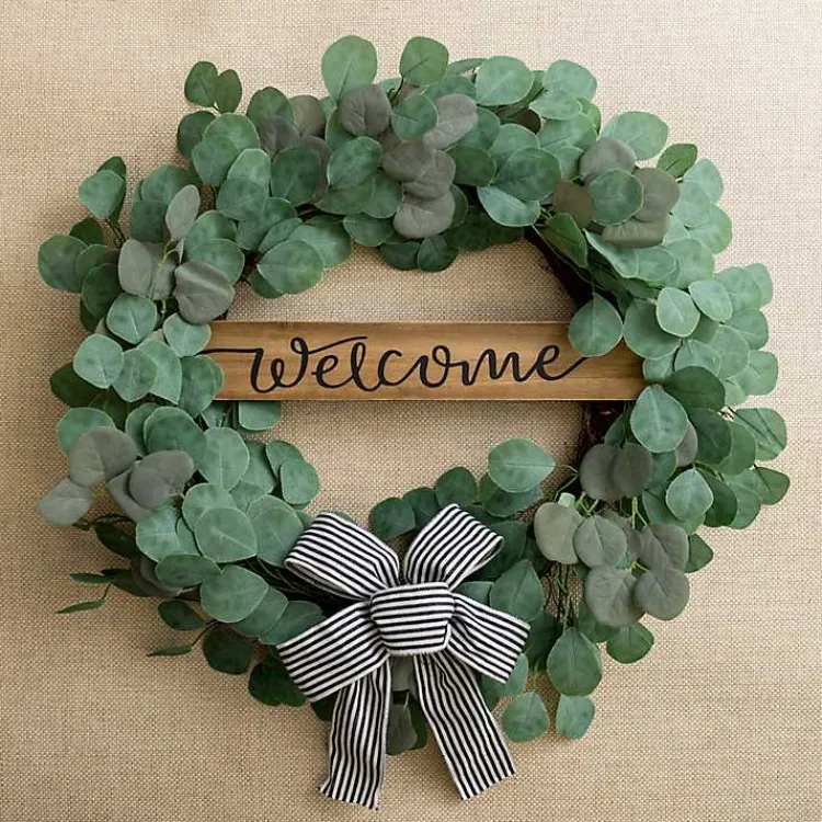 Wreaths>Kirklands Home Welcome Bow Eucalyptus Wreath, 24 in.