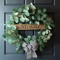 Wreaths>Kirklands Home Welcome Bow Eucalyptus Wreath, 24 in.