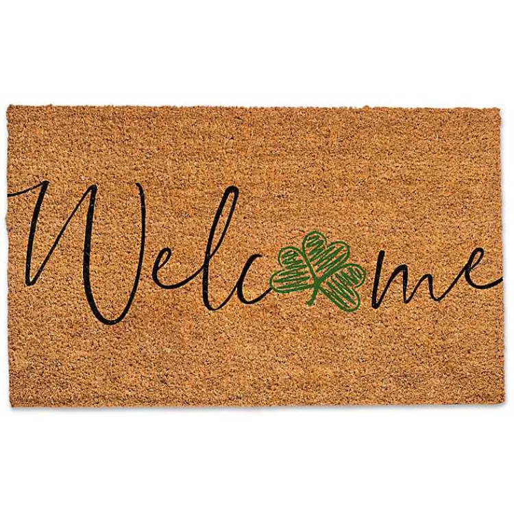 St Patricks Day Decorations>Kirklands Home Welcome Clover Doormat